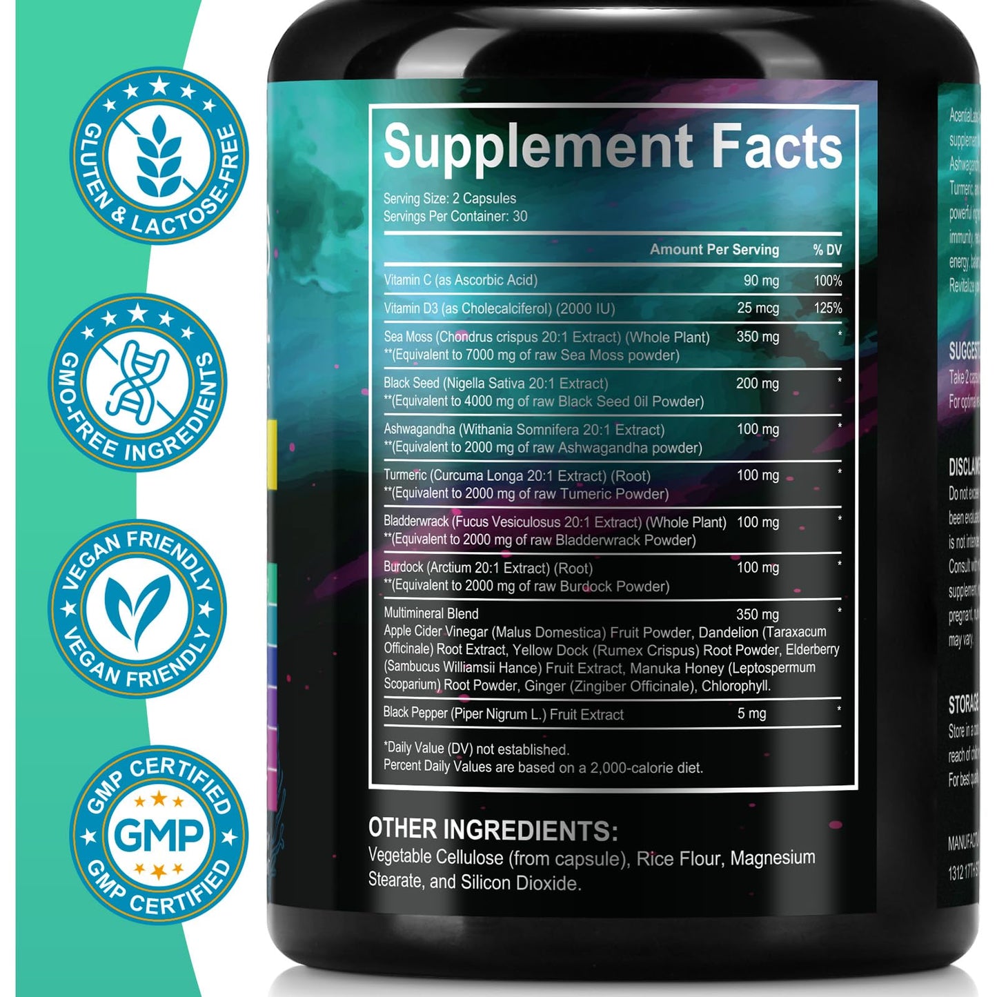 KITNOBLIS Sea Moss Black Seed Oil Capsule, 60 Count