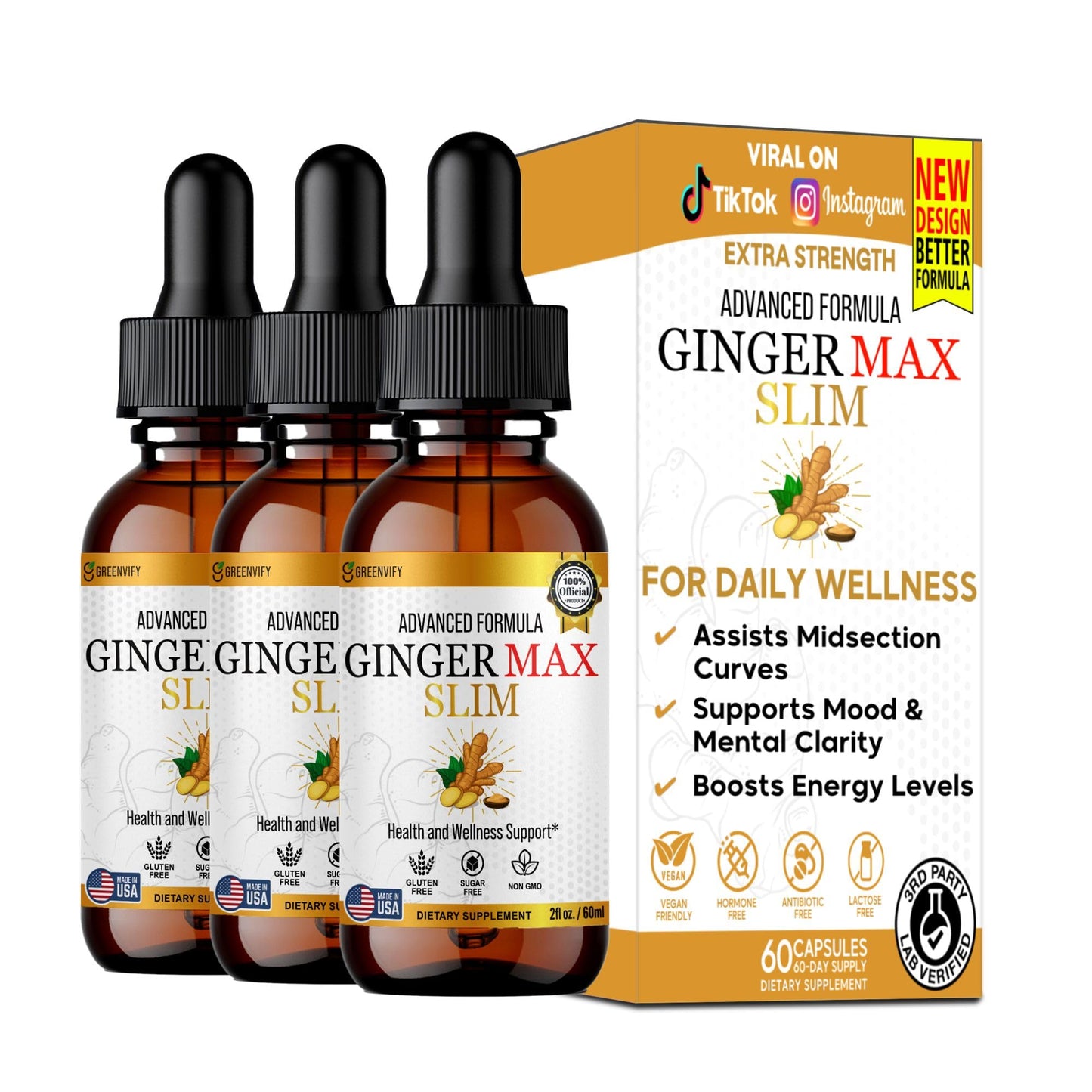 GREENVIFY Ginger Max Dietary Supplement Capsule 60 Count