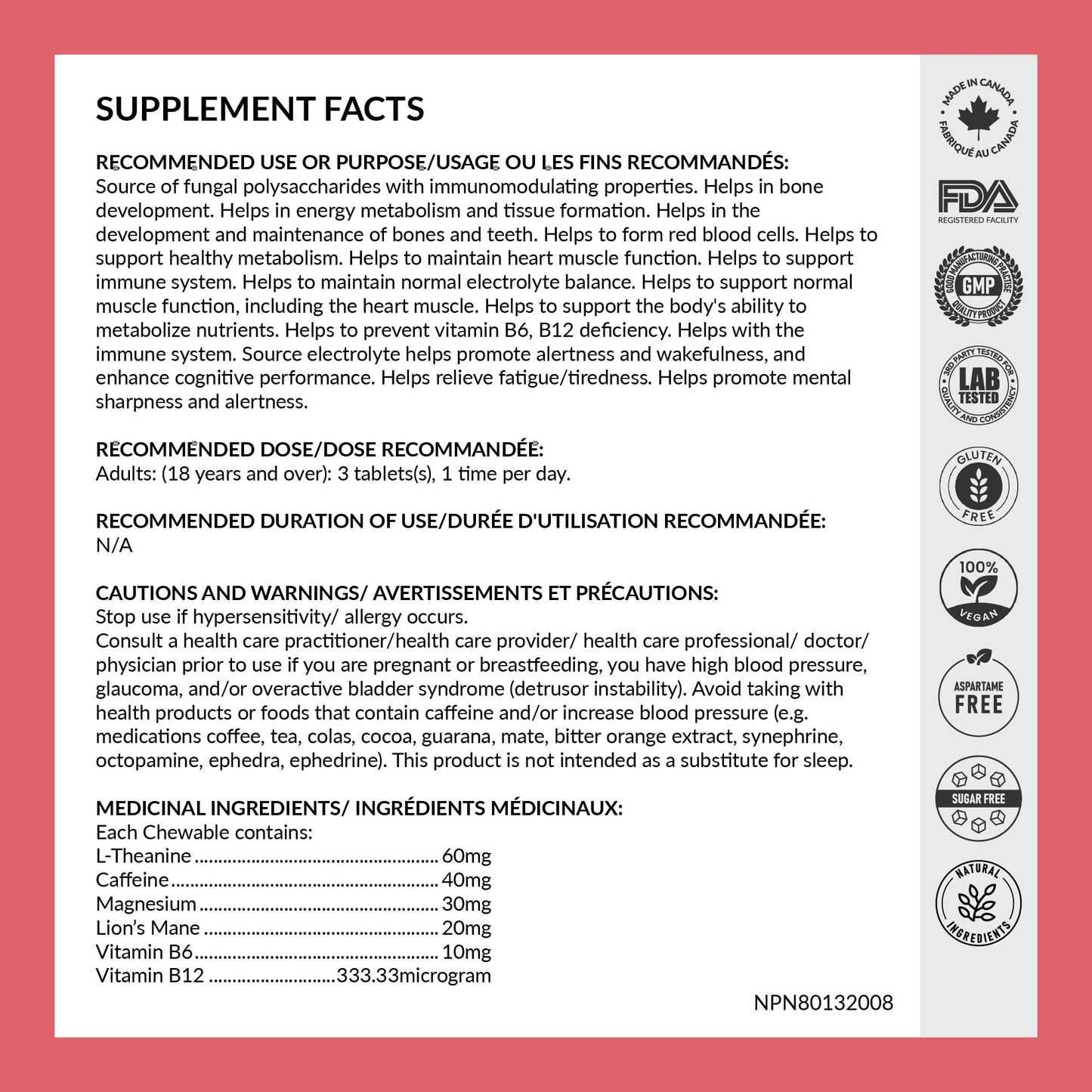 REJUVE+ Focus & Clarity Nootropic Supplement – Brian Boost Chewables, 30 Count