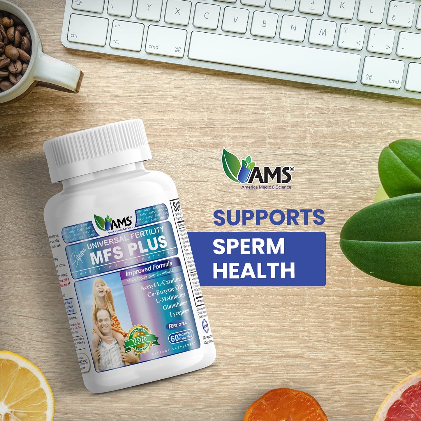 America Medic & Science MFS Plus Fertility Supplements for Men Capsule, 60 Count