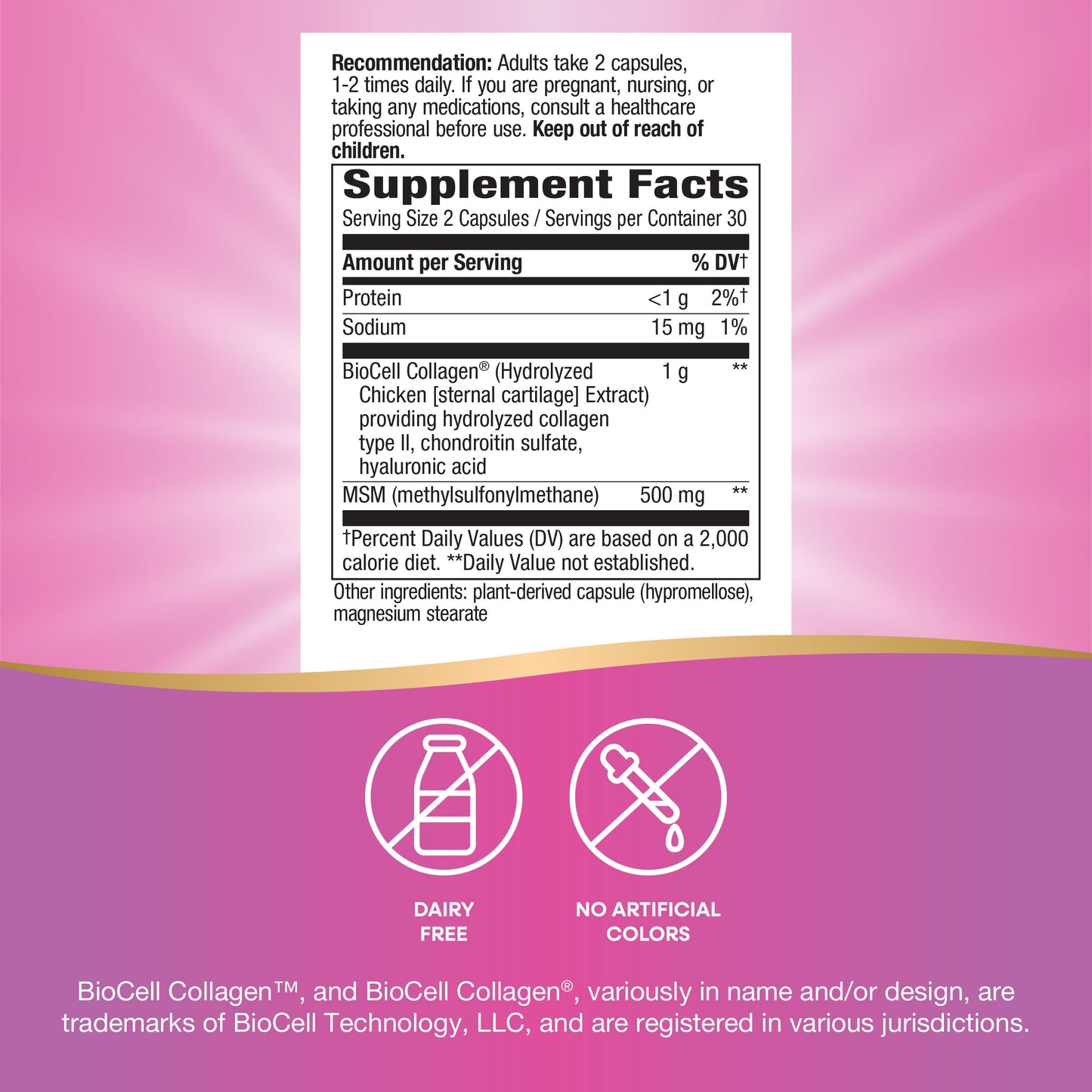 Nature's Way Hydraplenish Unique BioCell Collagen with Hyaluronic Acid, MSM, Supports Healthy Hair, Skin and Nails Capsules, 60 Count