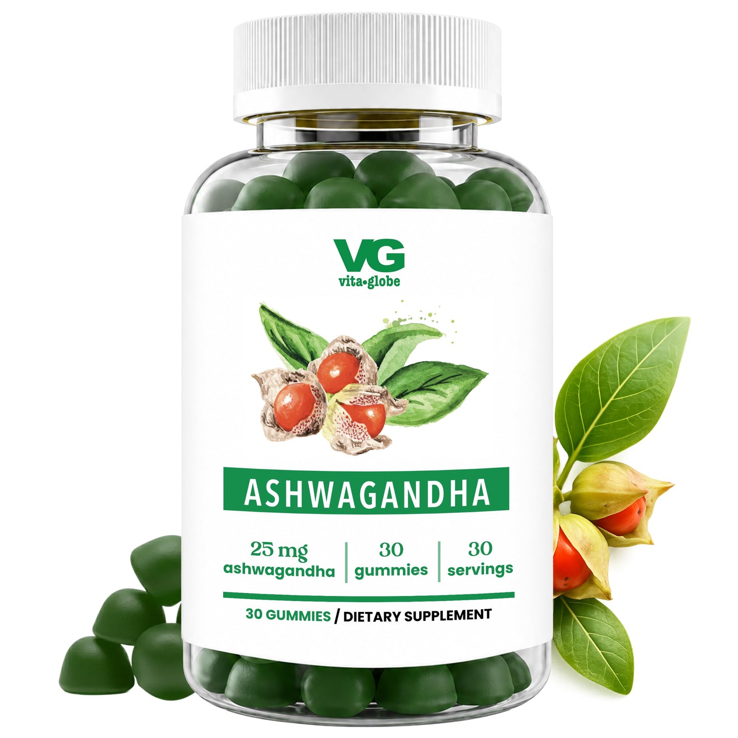 VITA GLOBE Ashwagandha Gummies 25mg 30 Count