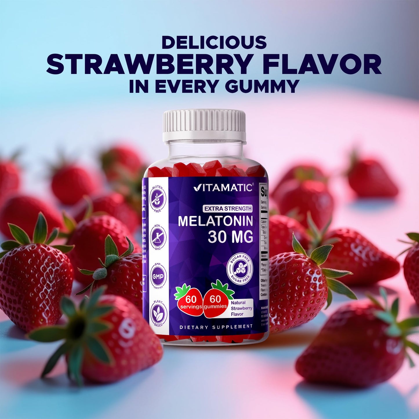 Vitamatic Sugar Free Melatonin 30mg per Gummy 60 Count