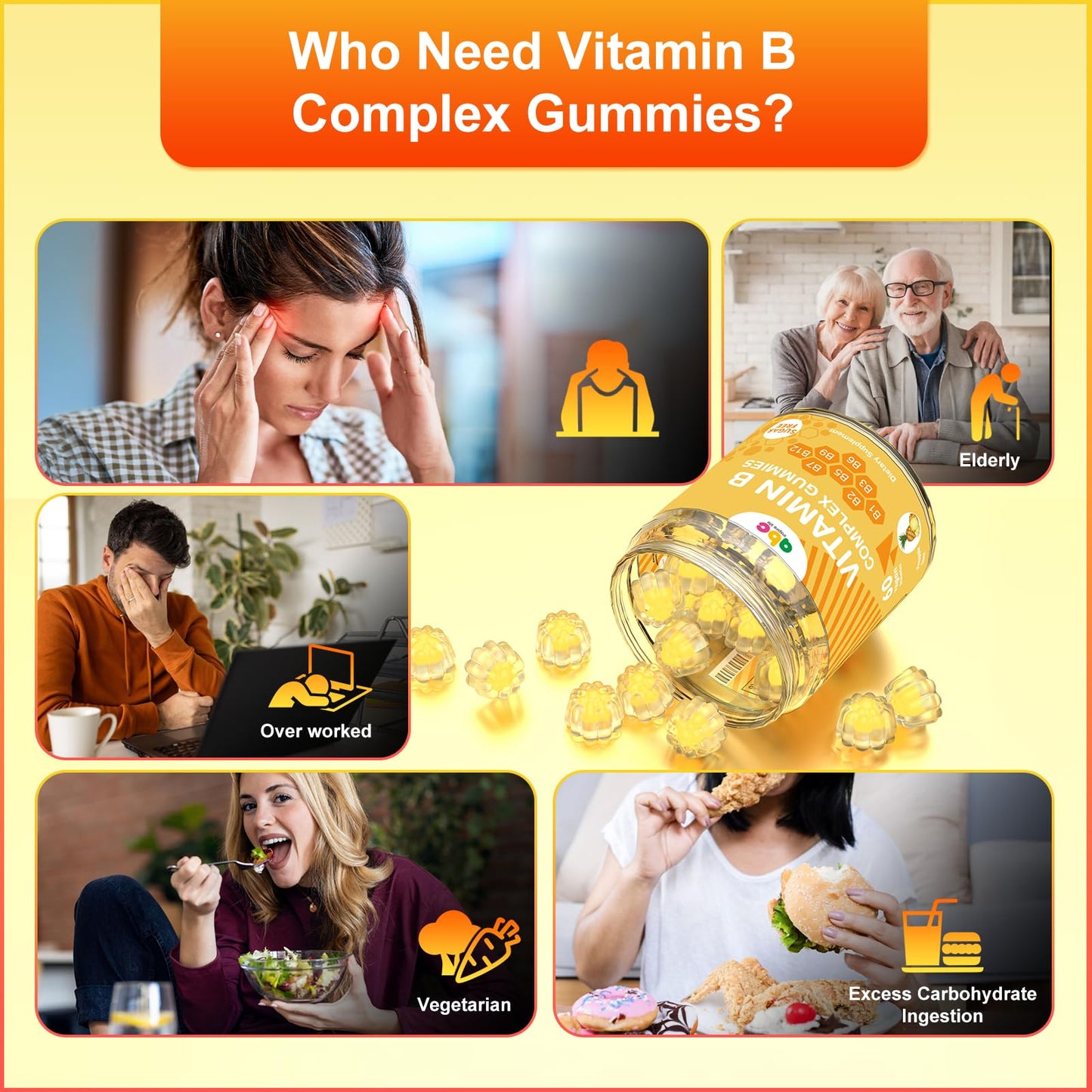 NEWOLITE Vitamin B Complex Gummies 60 Count