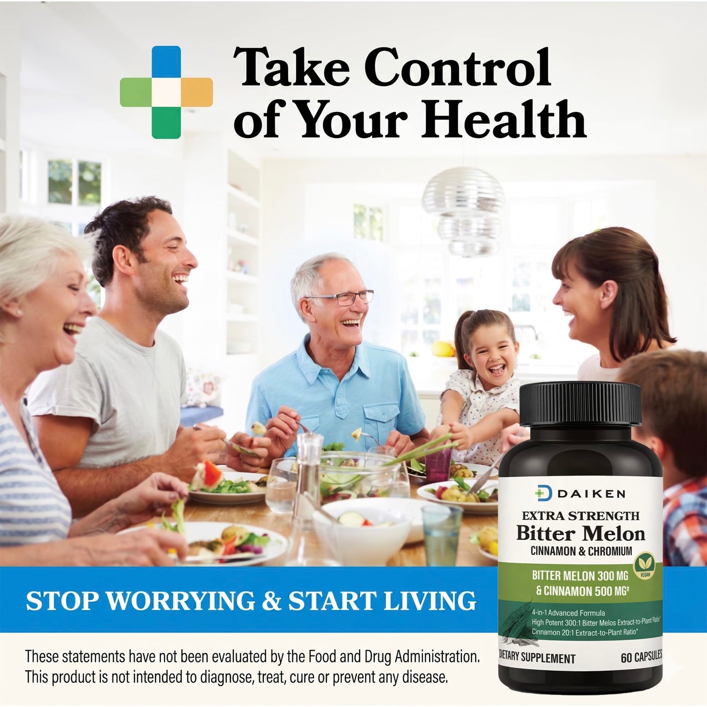 DAIKEN Bitter Melon, Cinnamon & Chromium Capsules, 60 Capsules