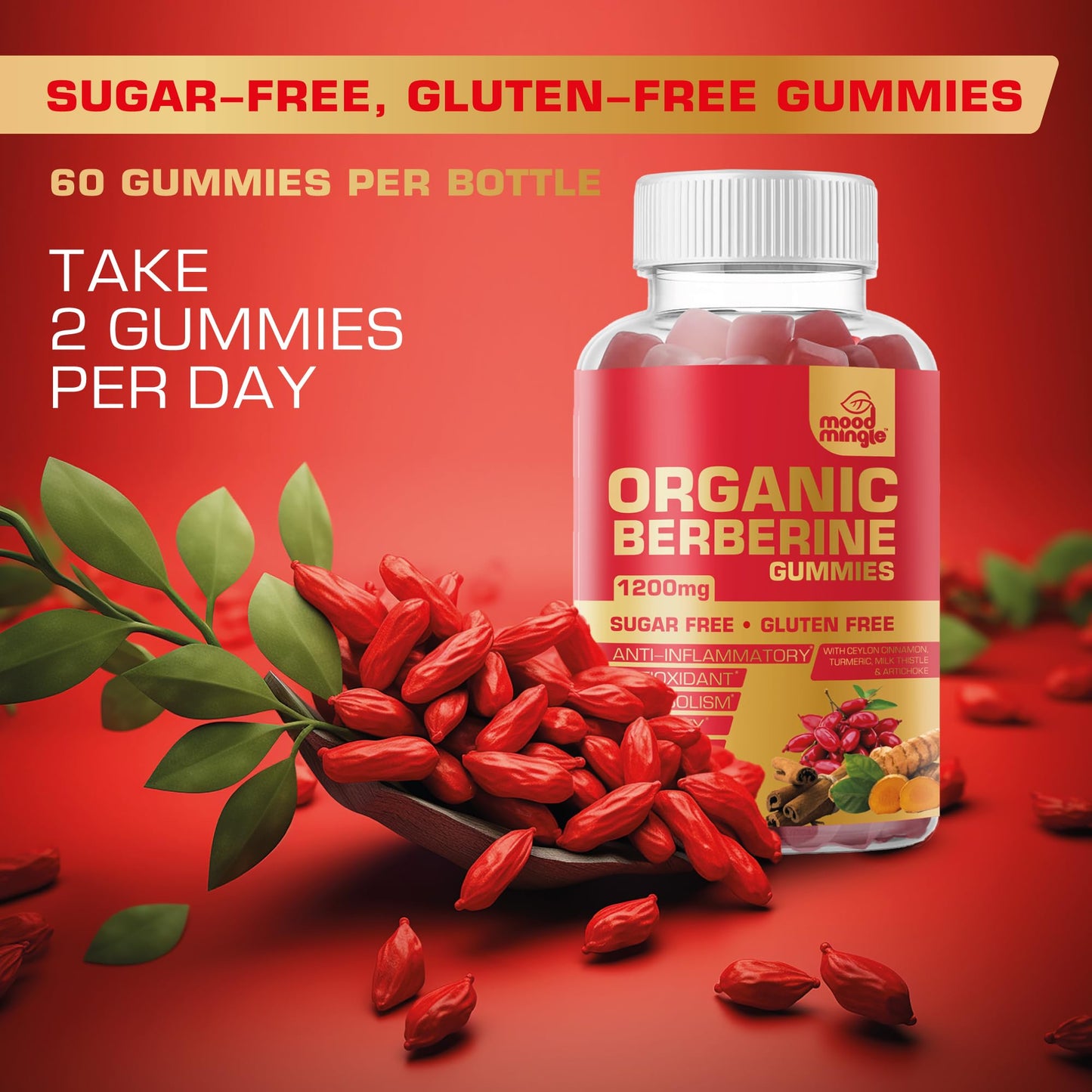 Mood Mingle Berberine Supplement Gummies, 120 Count