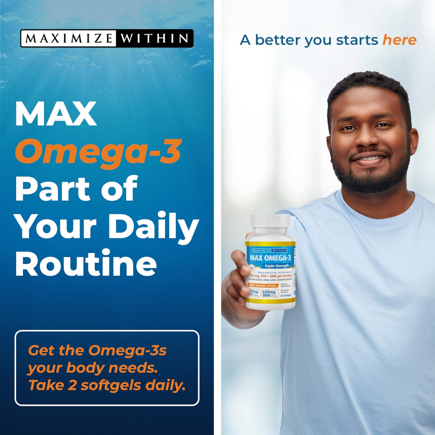 Maximum Slim Max Omega-3 Fish Oil Softgel, 1 Count