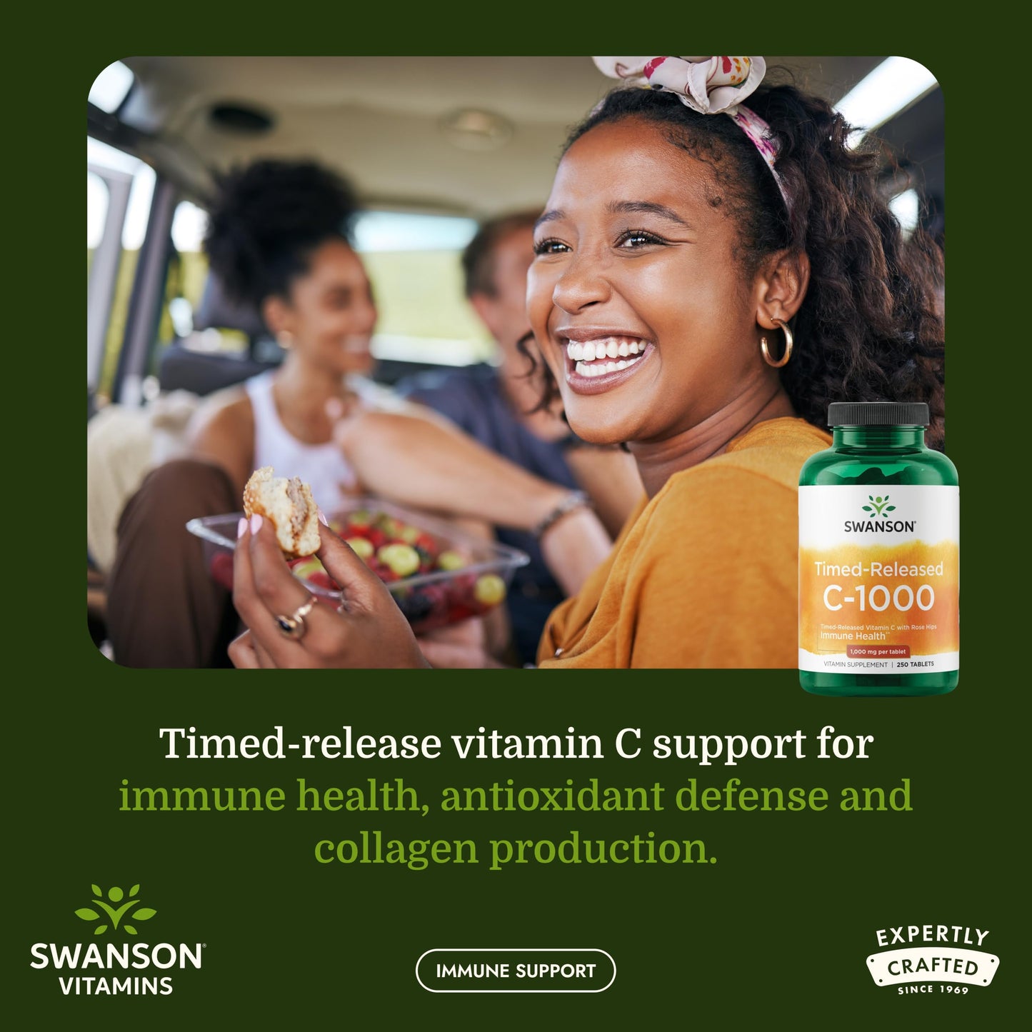 Swanson Vitamin C with Rose Hips Timed-Release Tablets Immune System Support Skin Cardiovascular Health Antioxidant Supplement, 250 Tablets