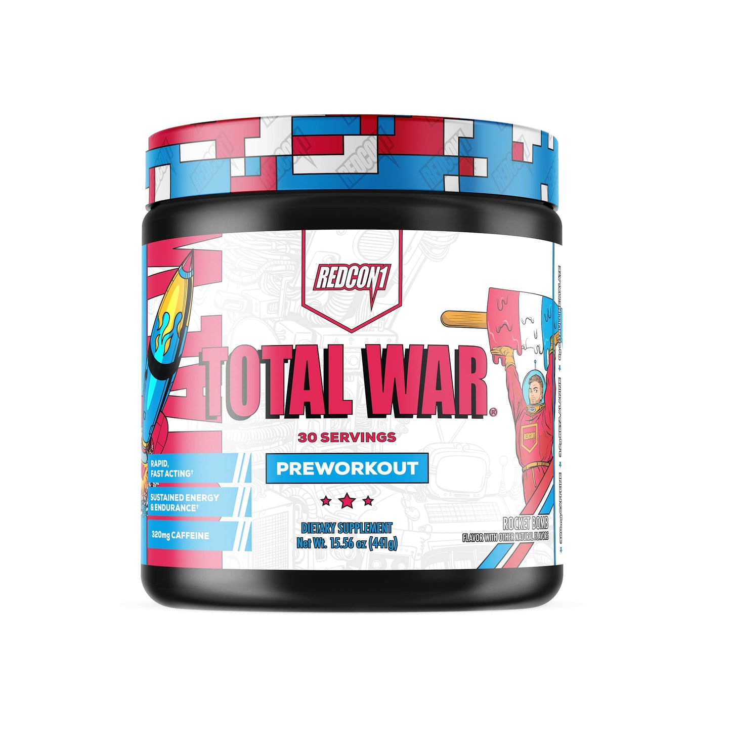 REDCON1 Total War Pre Workout Rocket Bomb Powder, 15.66 oz