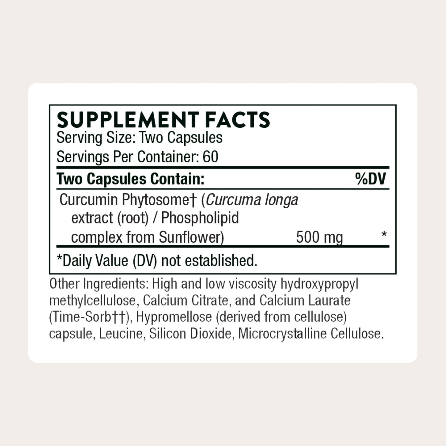 THORNE Curcumin Phytosome 500 mg (Meriva) Capsule, 120 Count