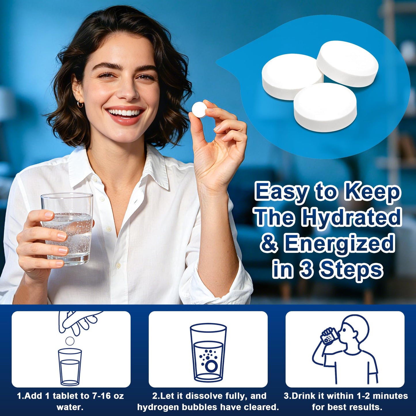 Crobirware Hydrogen Tablets for Drinking Water, 120 Tablets
