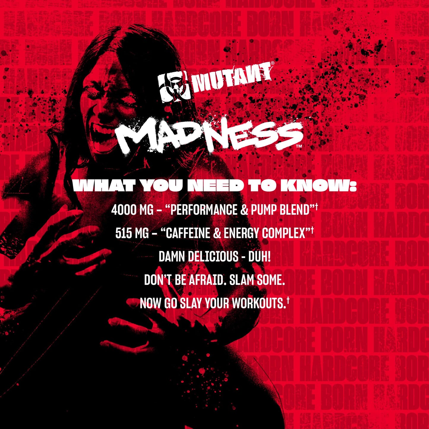 Mutant Madness Pre Workout Powder Performance and Pump Blend, 30 Servings, Fruit Punch