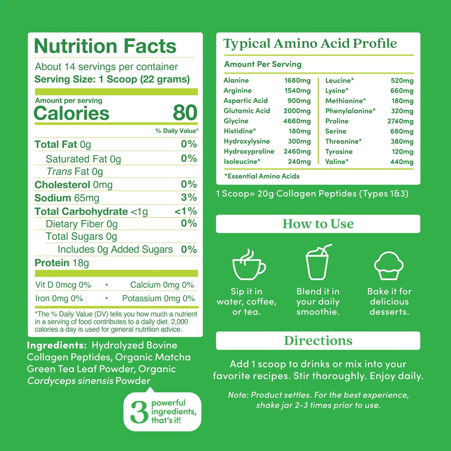 Further Food Matcha Collagen Peptides Powder, 10.62 oz