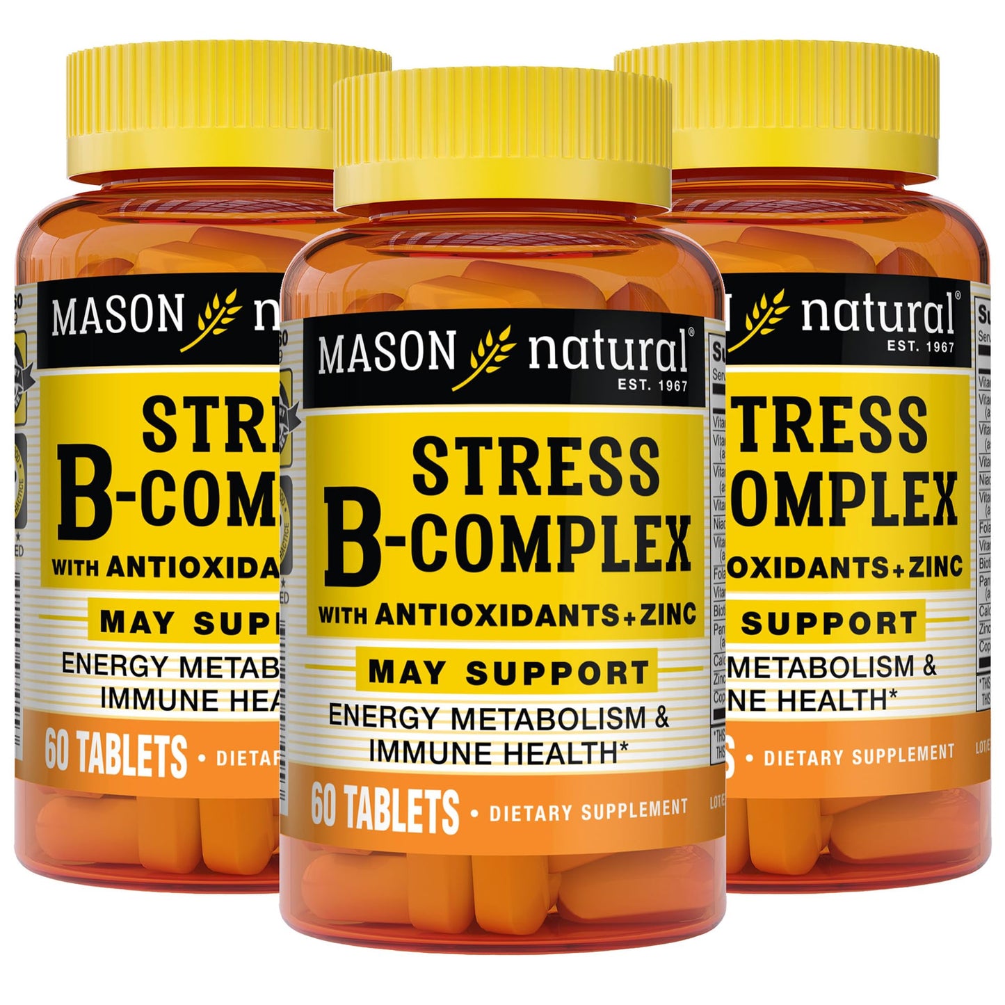 MASON NATURAL Stress B-Complex with Antioxidants + Zinc 180 Tablets