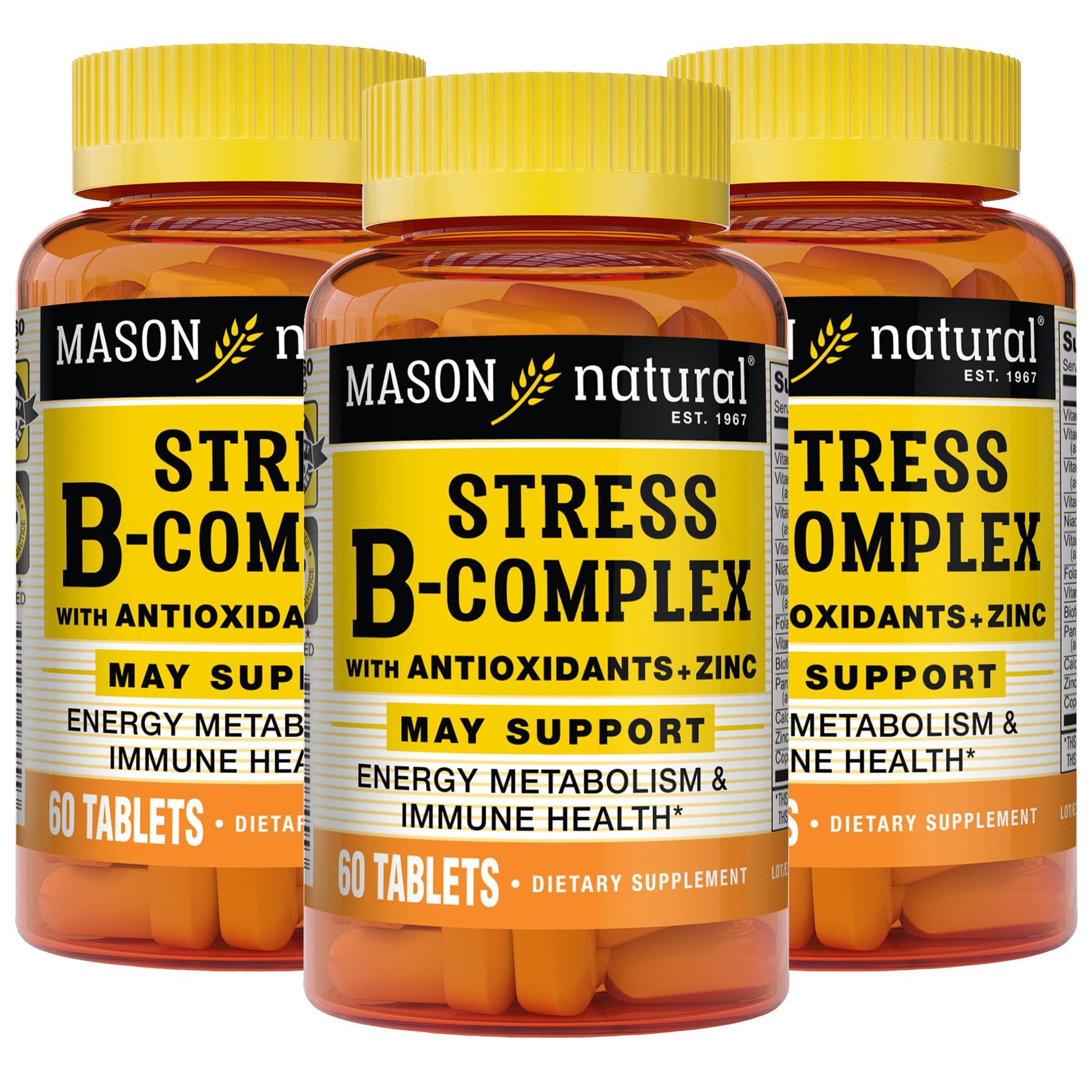 MASON NATURAL Stress B-Complex with Antioxidants + Zinc 180 Tablets
