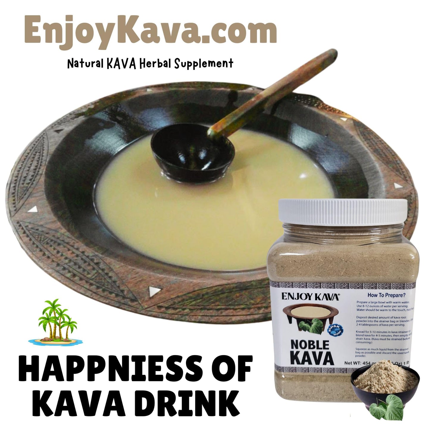 Enjoy Kava Noble KAVA Herbal Supplement for Relaxation Powder, 1