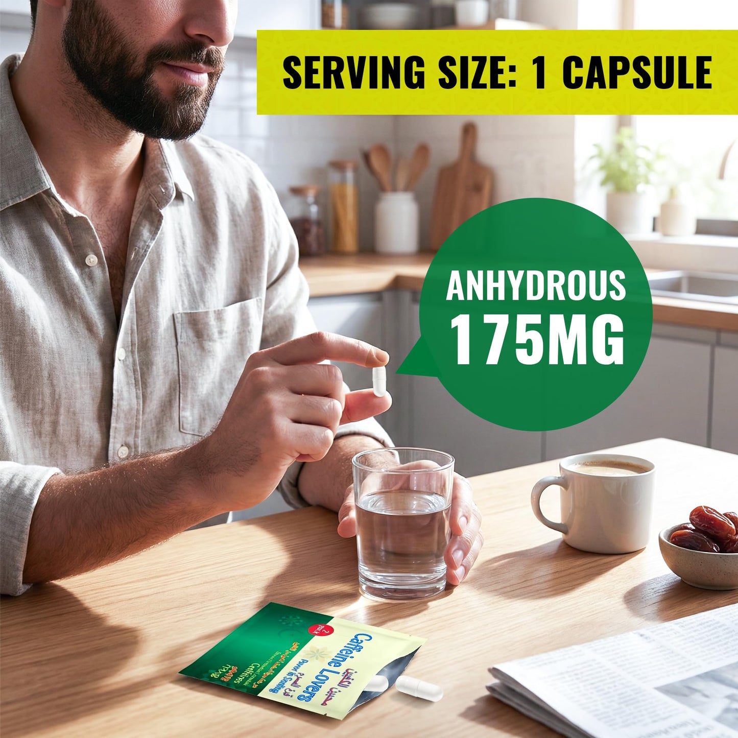 Power in Fasting Slow Release Caffeine Capsules, 2 Capsules