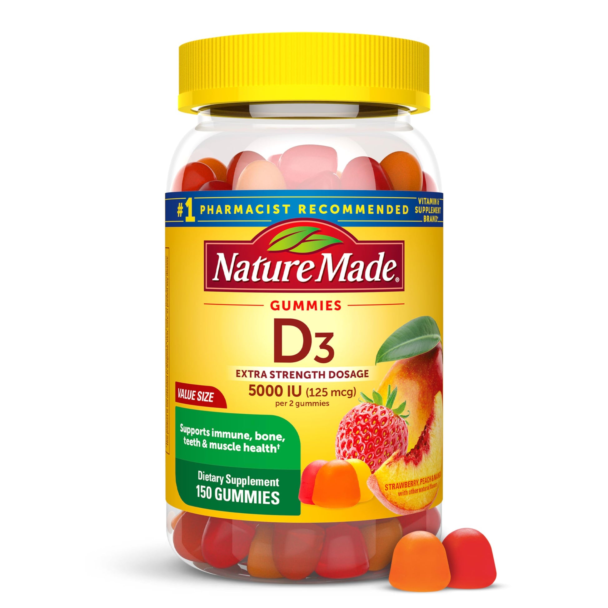 Nature Made Vitamin D3 5000 IU Gummies, 150 Count