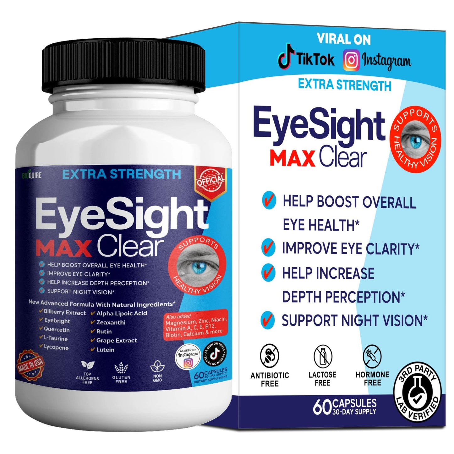BIOQUIRE Eyesight Max Clear Extra Strength Vision Support Capsules, 60
