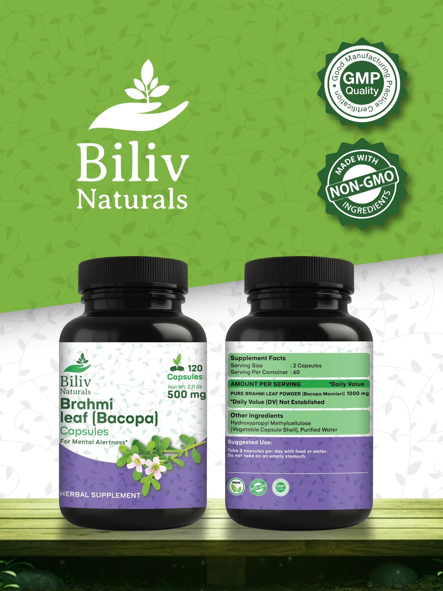 Biliv Naturals Bacopa Monnieri Capsules 120 Count