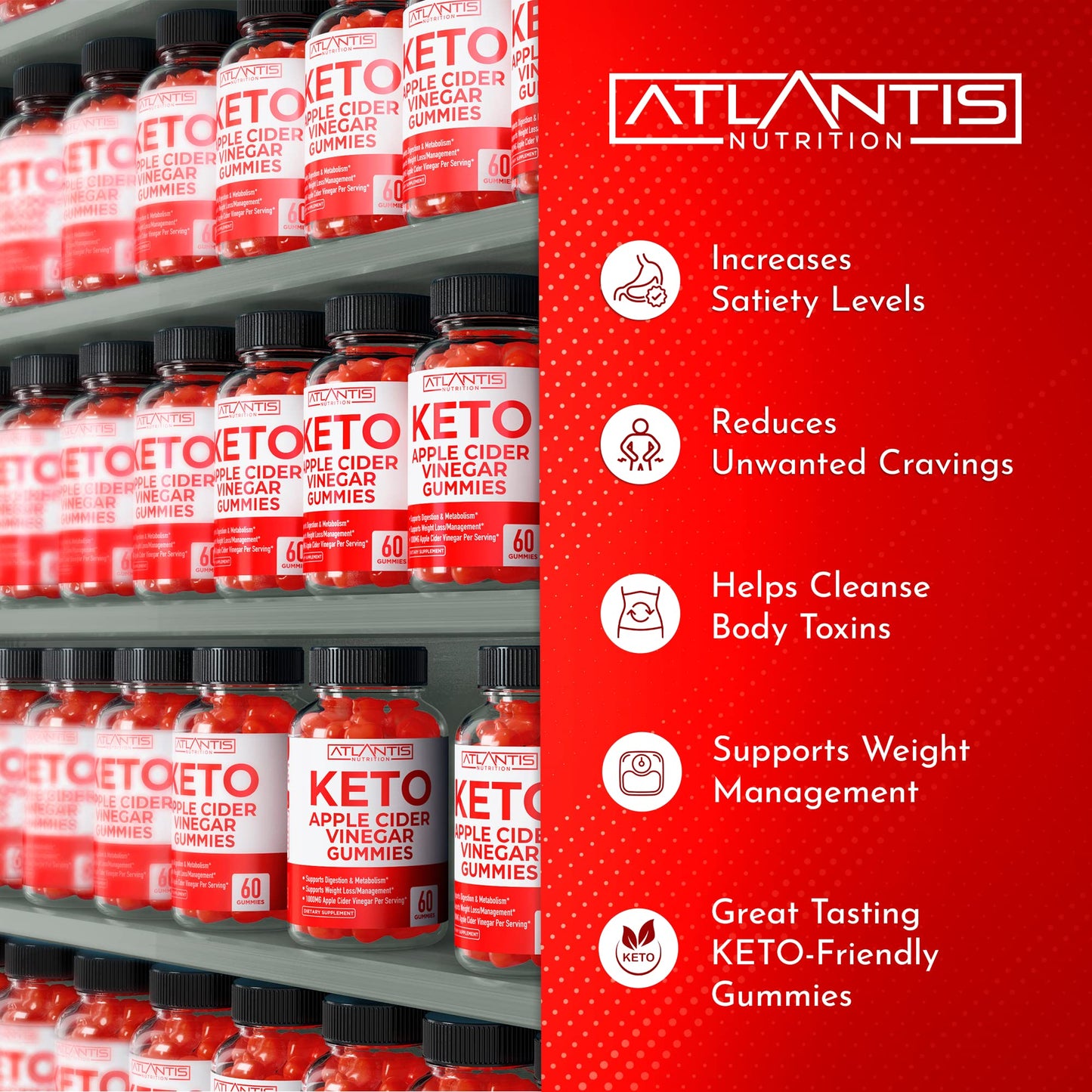 Atlantis Nutrition Keto ACV Gummies, 60 Count
