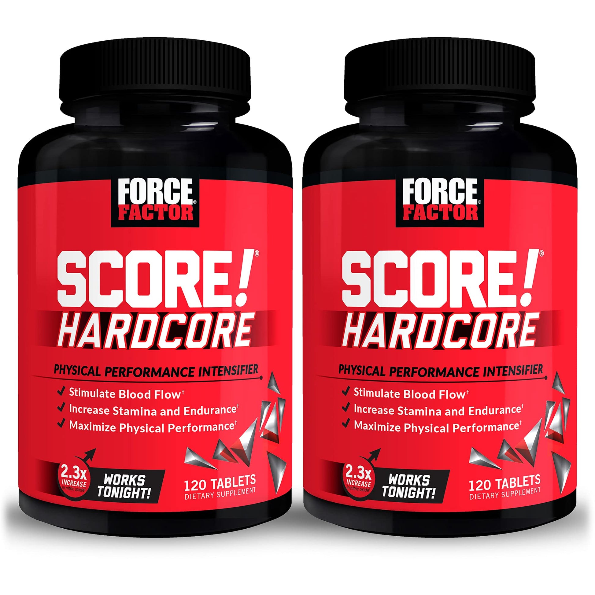 Force Factor Score! Hardcore Nitric Oxide Booster Supplement for Men with L-Citrulline, Yohimbe, Black Maca & B Vitamins, 240 Tablets