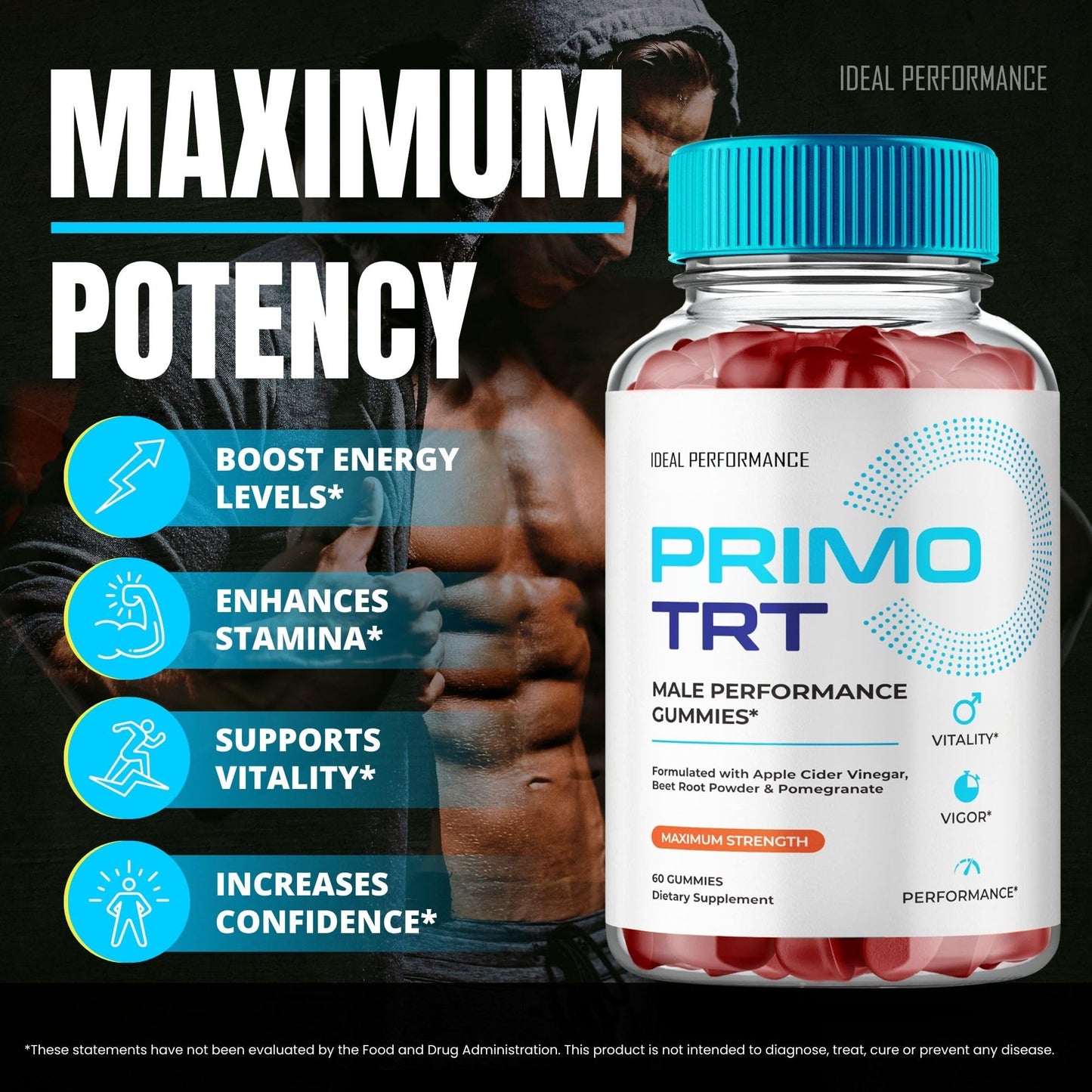 IDEAL PERFORMANCE Primo TRT Gummies 120 Gummies