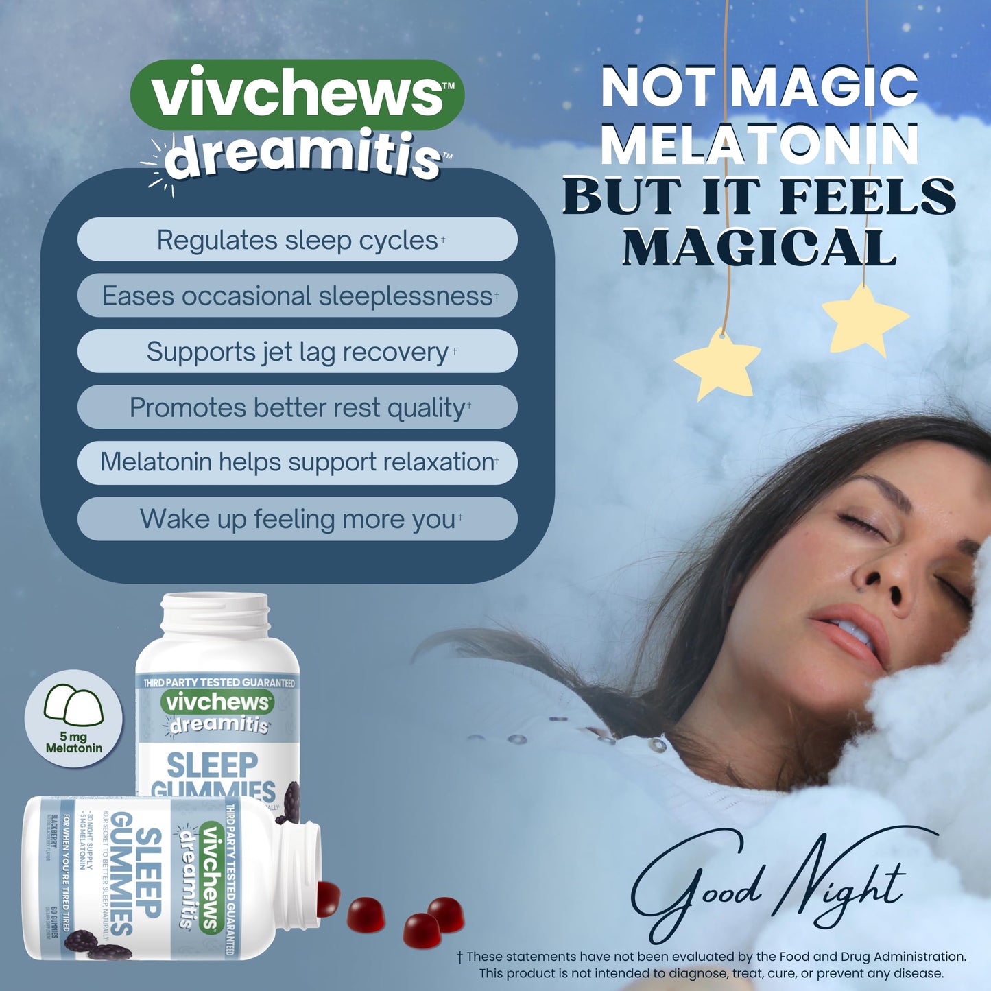 vivchews Nighttime Sleep Gummies, 60 Count