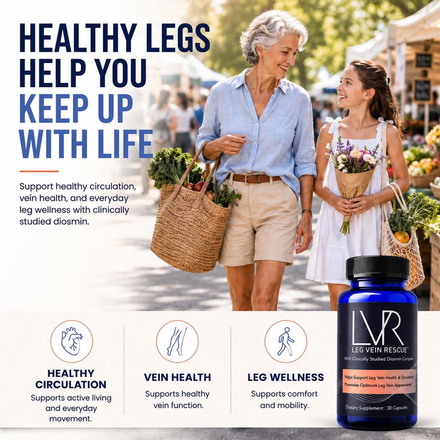 LEG VEIN RESCUE Diosmin Supplement 570mg, 90 Capsules