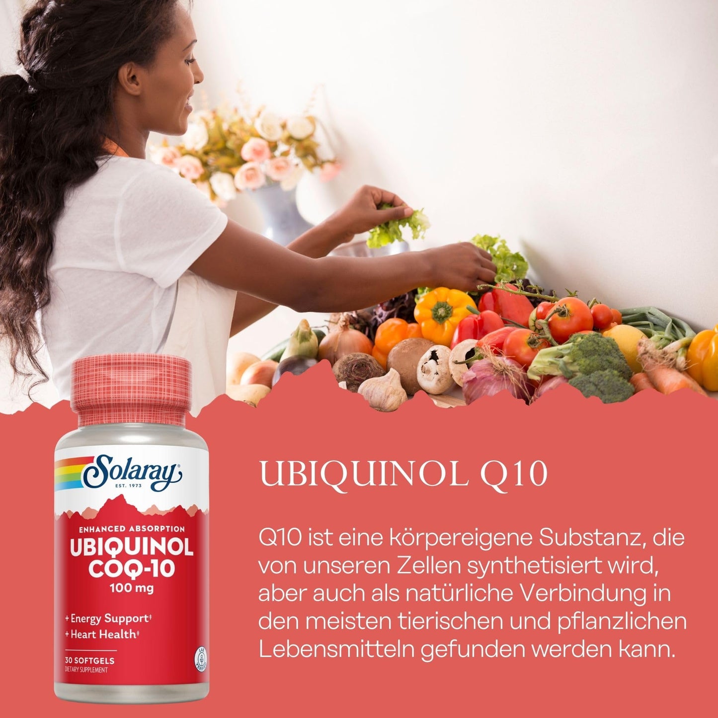 Solaray Ubiquinol CoQ-10 100 mg Enhanced Absorption Softgels, 30 Softgels