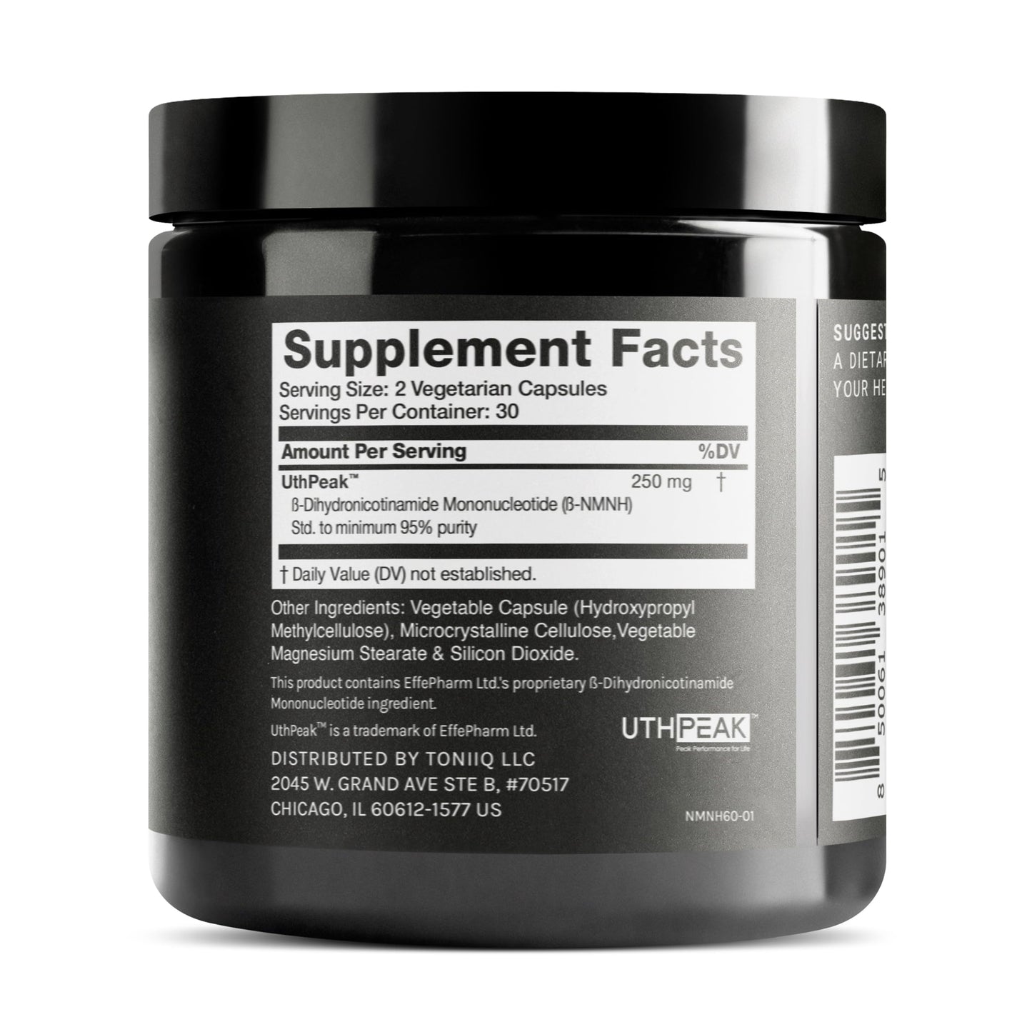 Toniiq NMNH Supplement – Clinically Studied UthPeak™ – 95% Highly Purified & Third-Party Tested for NAD+ & Healthy Aging Support Capsule 60 Count