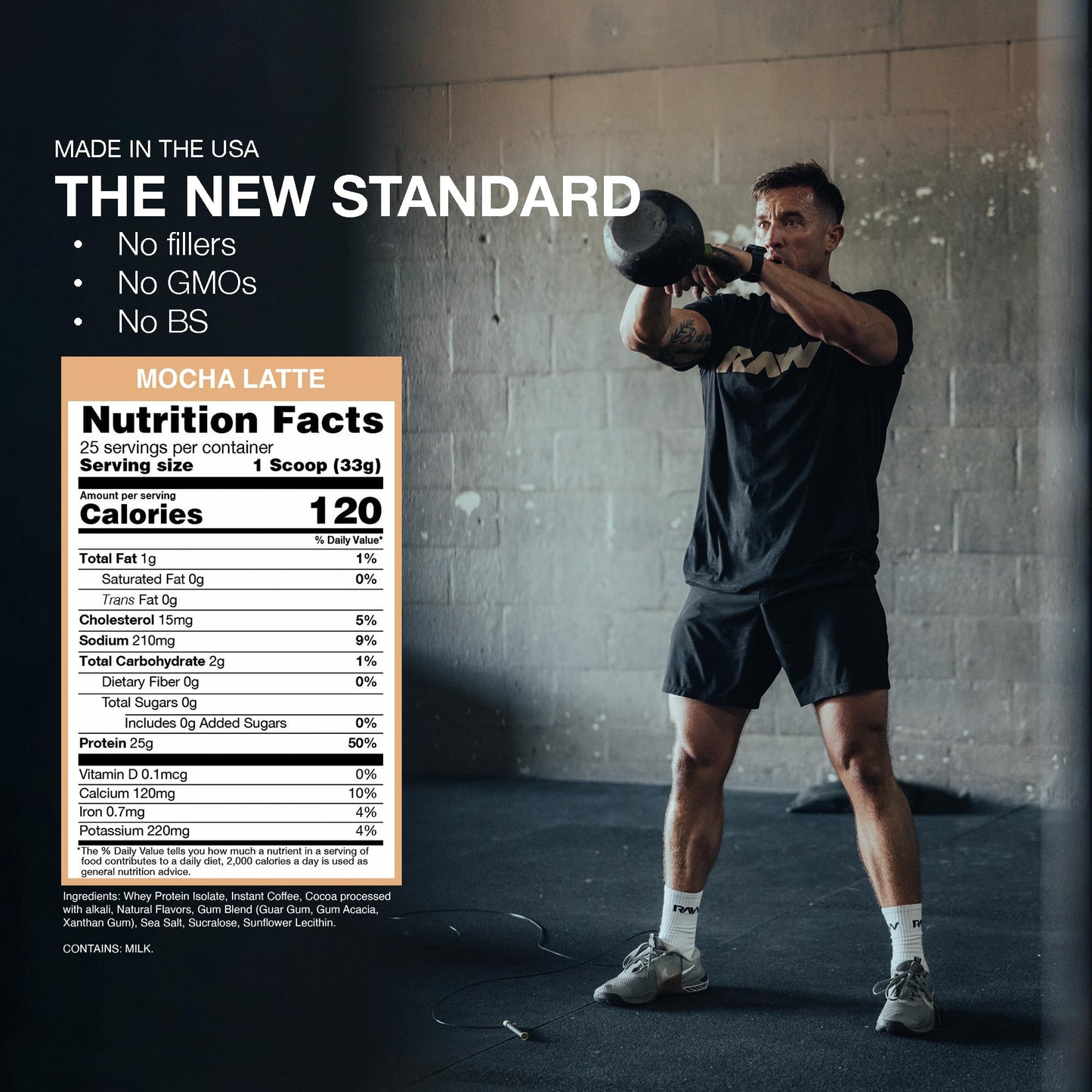 RAW Whey Isolate Protein Powder Mocha Latte 29.1 oz