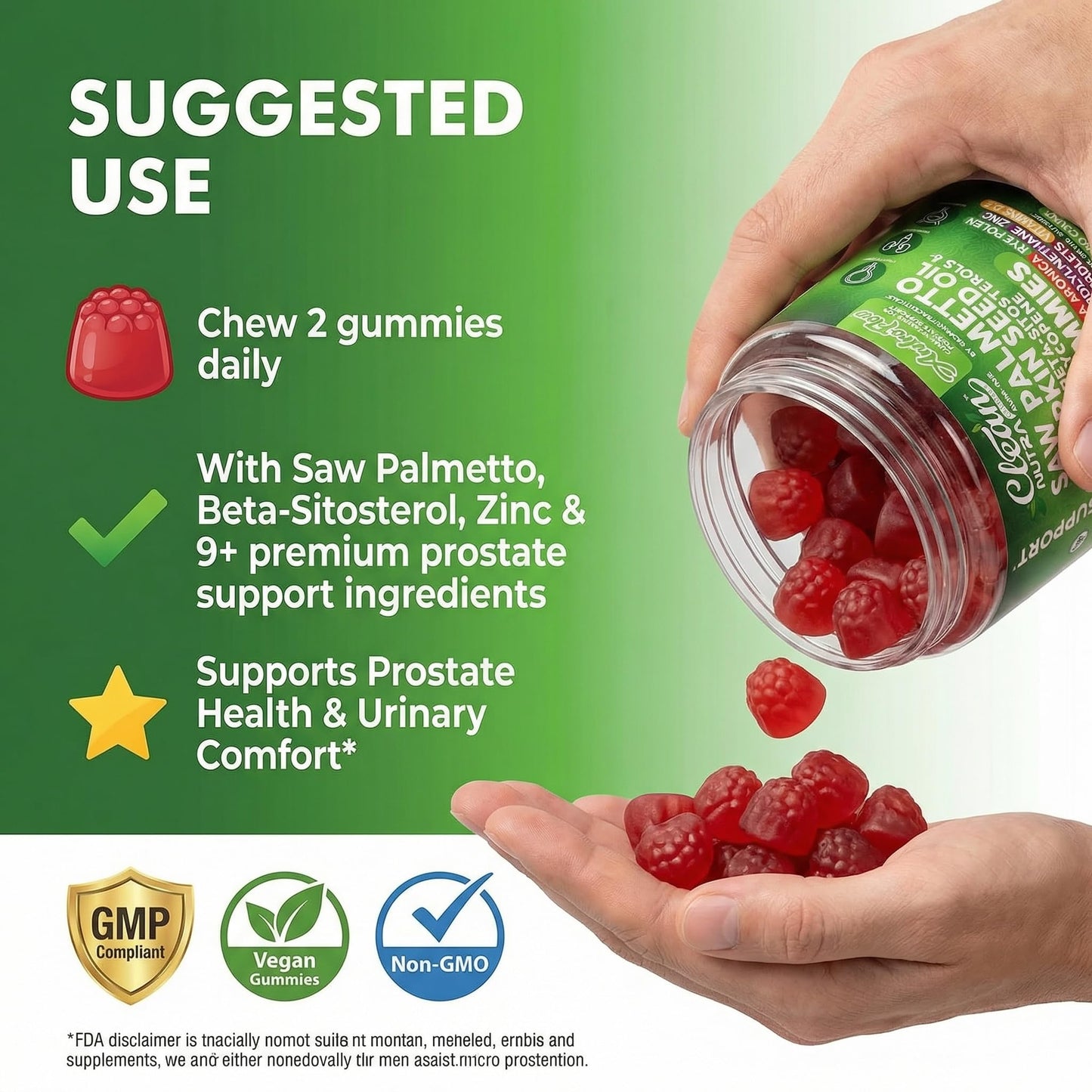 Clean Nutraceuticals AndroFlow Saw Palmetto and Pumpkin Seed Oil Prostate Health Supplements for Men 60 Gummies