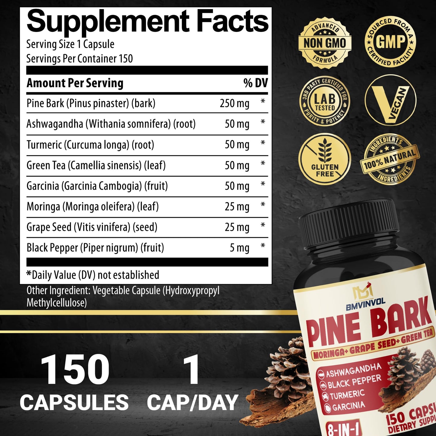 BMVINVOL Pine Bark Capsules 90 Count