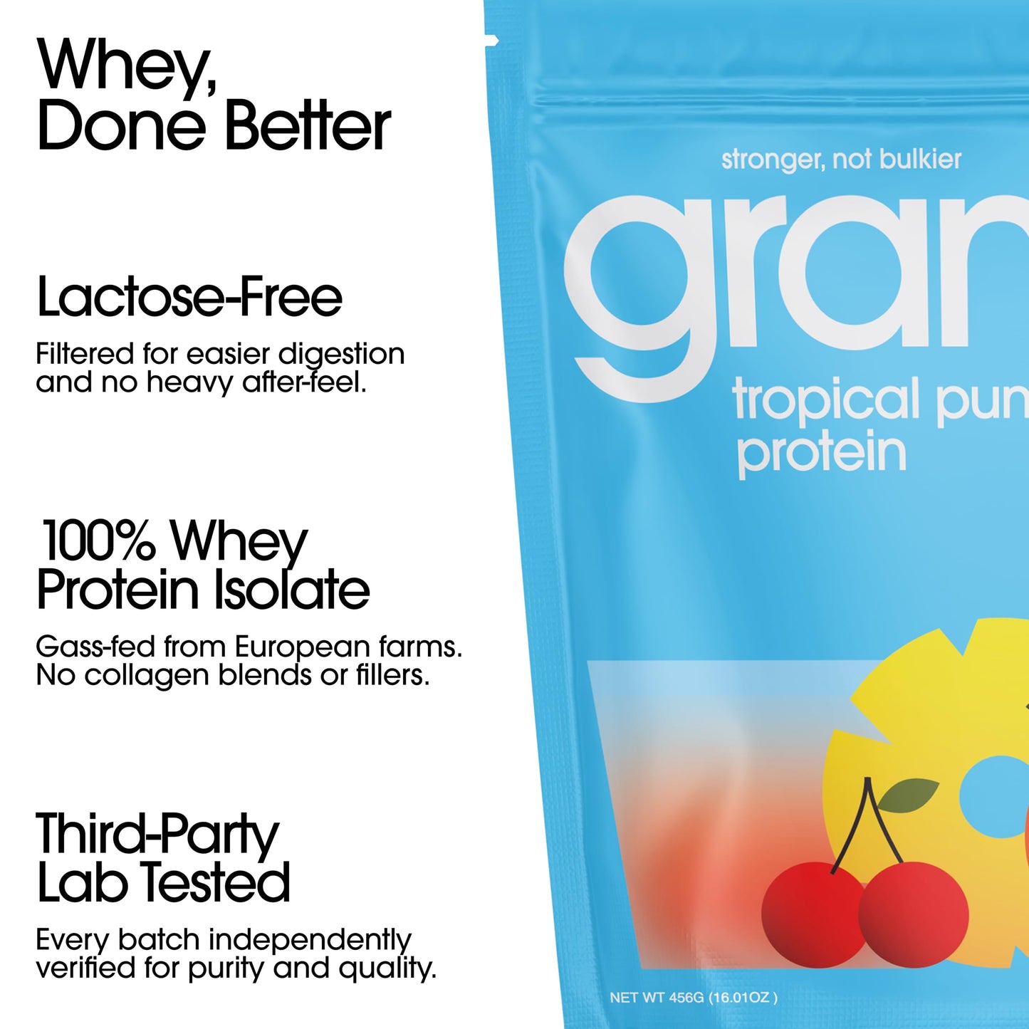 GRAMMS Clear Protein Powder Tropical Punch, 160 oz