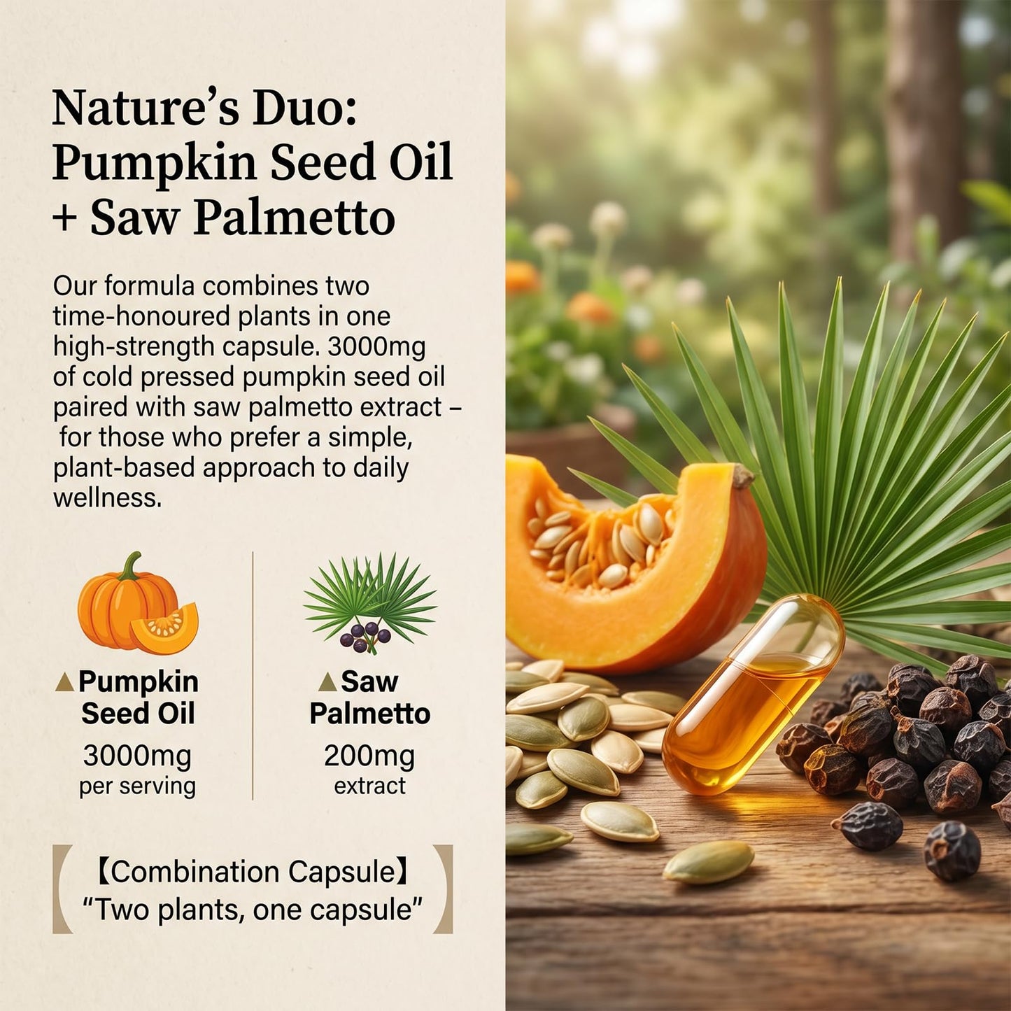 JIAZAWA Pumpkin Seed Oil with Saw Palmetto Capsules – 300 Softgels