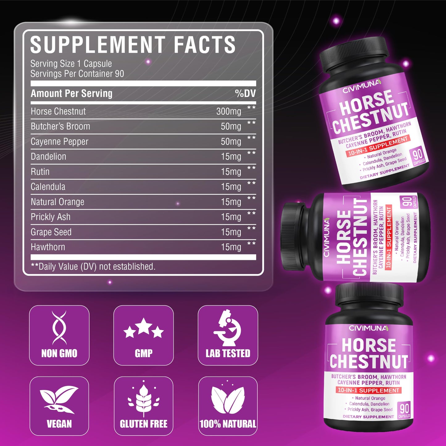 CIVIMUNA Horse Chestnut Capsules, 90 Capsules