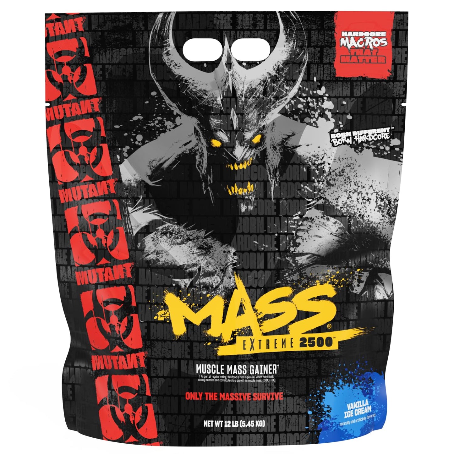 Mutant Mass Extreme 2500 High Calorie Mass Gainer Whey Protein Powder, 192 Servings