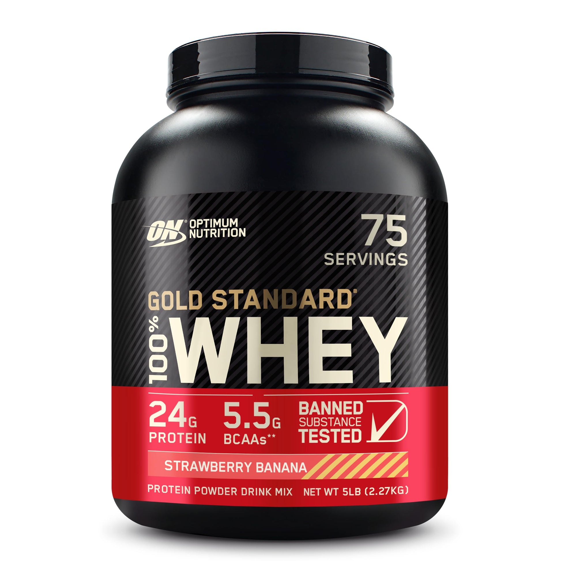 Optimum Nutrition Gold Standard 100% Whey Protein Powder Strawberry Banana, 5 Pound, 80 Servings