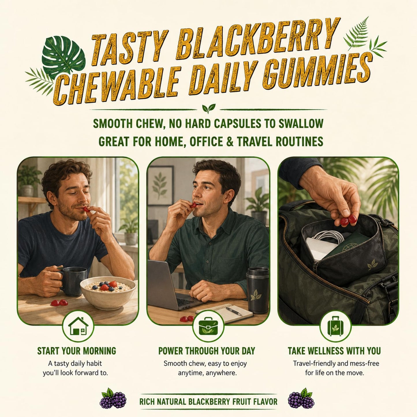 Chad Bites Gummies for Men Blackbrries Flavor Gummy 60 Count