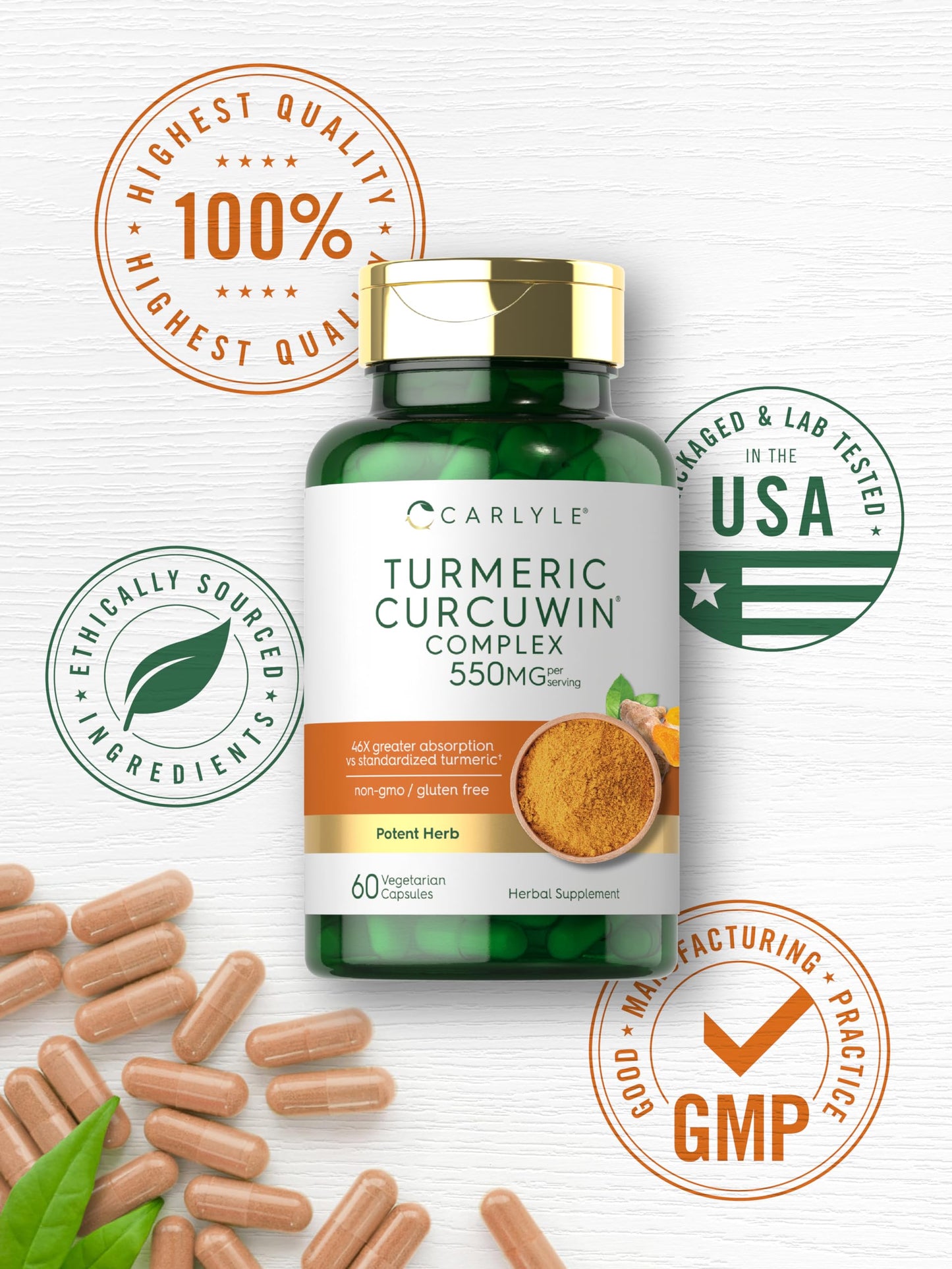 Carlyle Turmeric Curcumin 550mg Capsules 60 Count