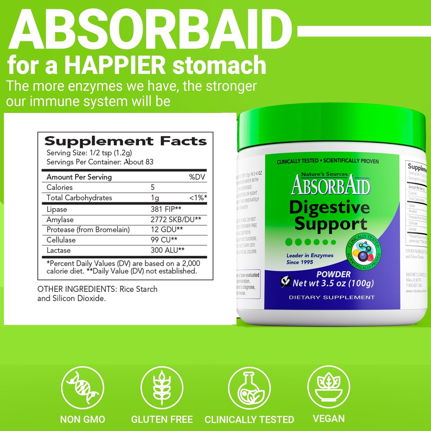 AbsorbAid Digestive Support Powder, 3.5 Ounce