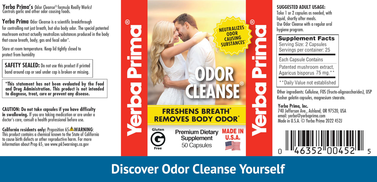 Yerba Prima Odor Cleanse Capsules, 50 Count