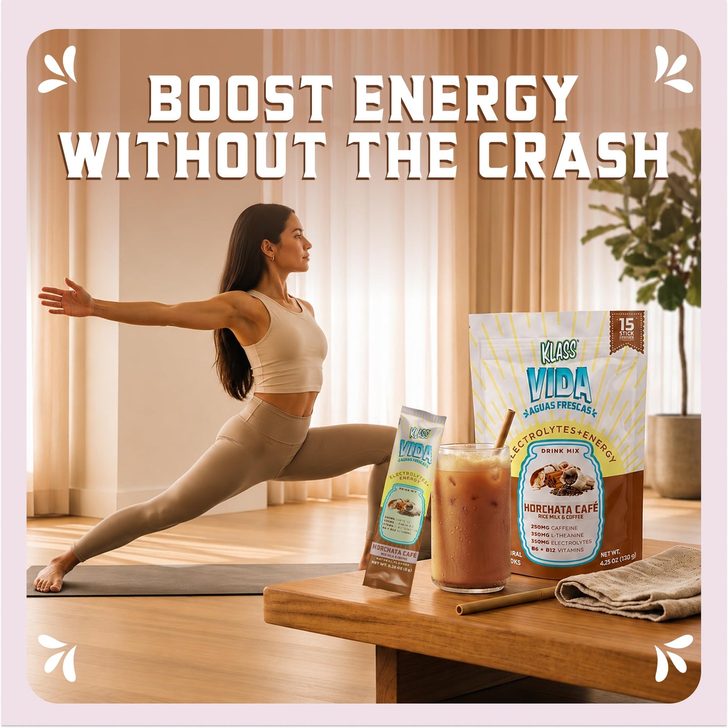 KLASS VIDA Energy + Hydration Coffee Horchata Electrolytes Powder 4.23 Ounce
