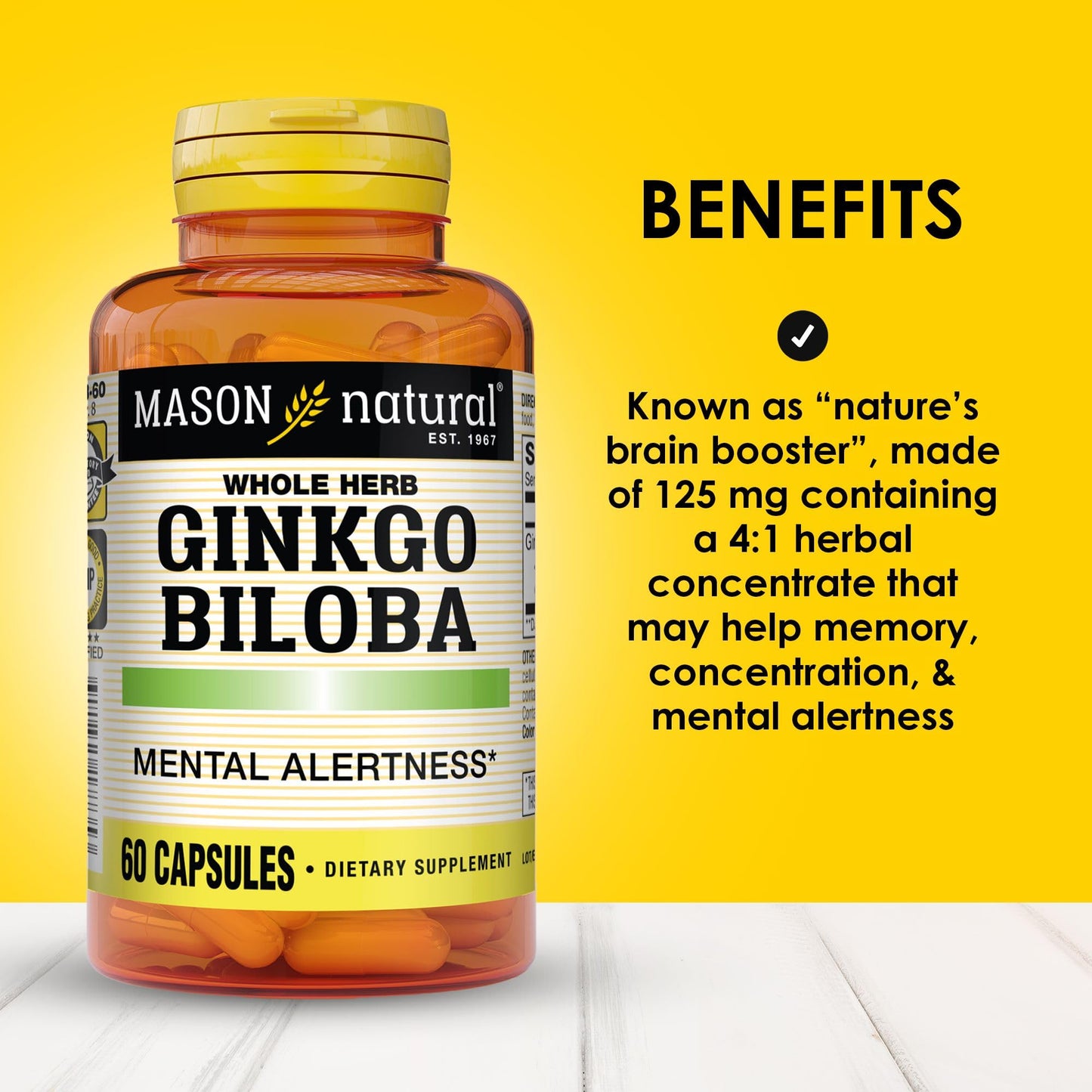 Mason Natural Ginkgo Biloba Capsule, 180 Capsules
