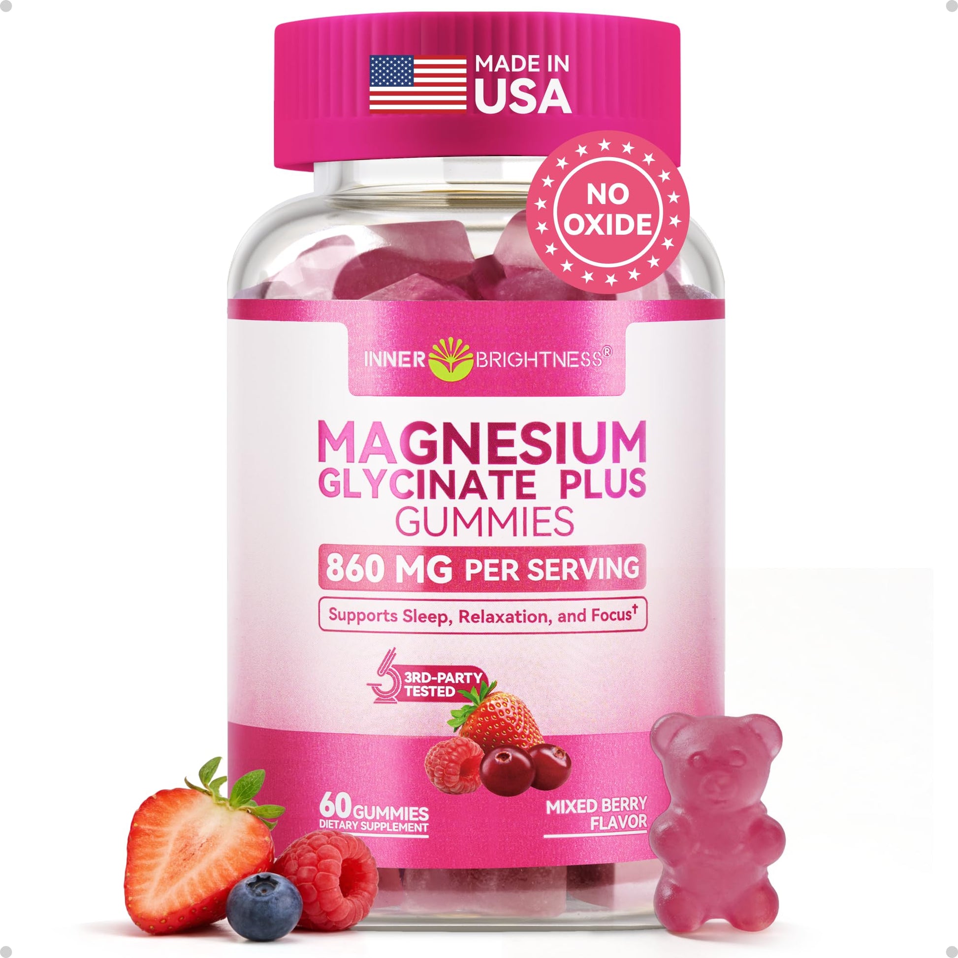 Inner Brightness Magnesium Glycinate Plus Gummies 860mg, 60 Count