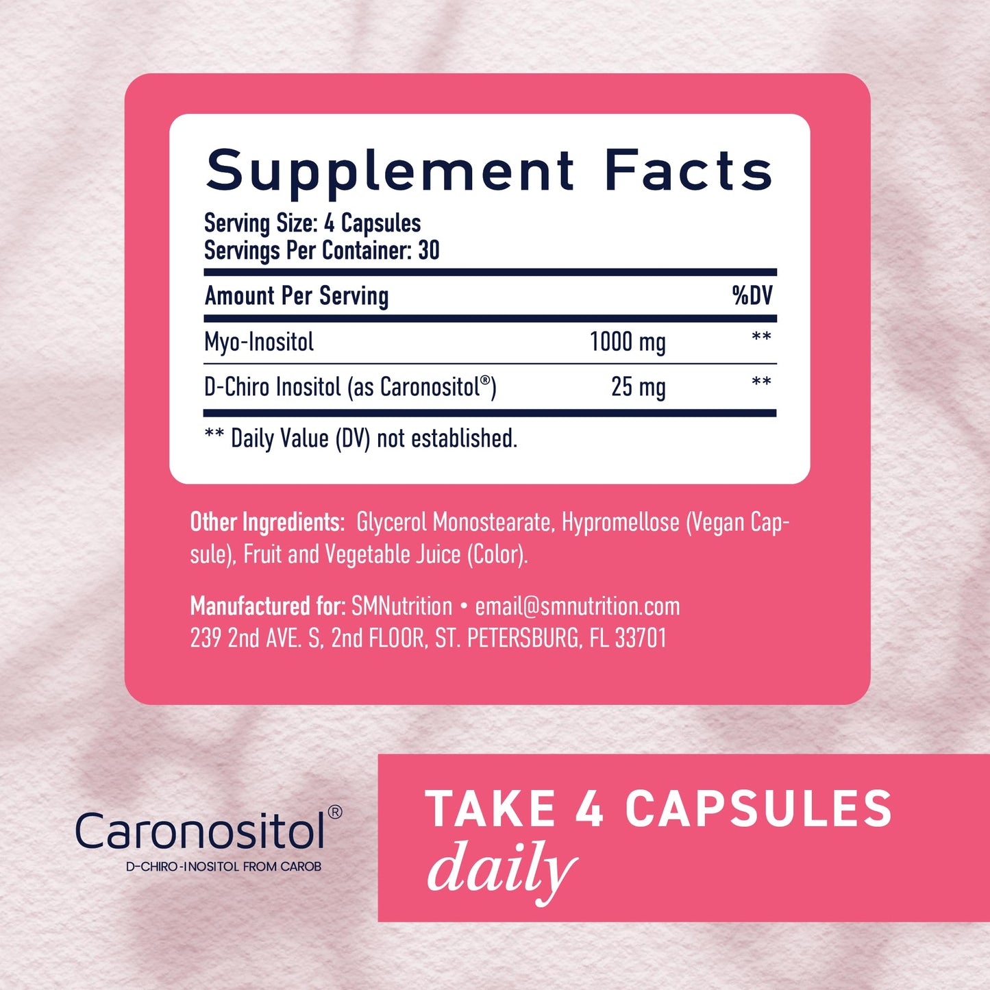 SMNutrition Myo-Inositol & D-Chiro Inositol, Hormone Balance for Women Capsules 120 Count