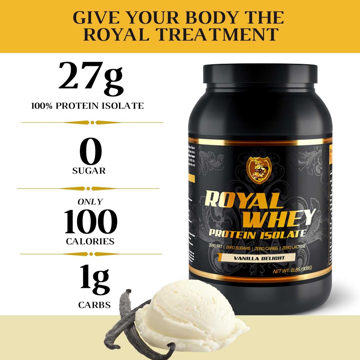 Royal Sports Nutrition RSN Royal 100% Isolate Protein Powder, 32 Servings