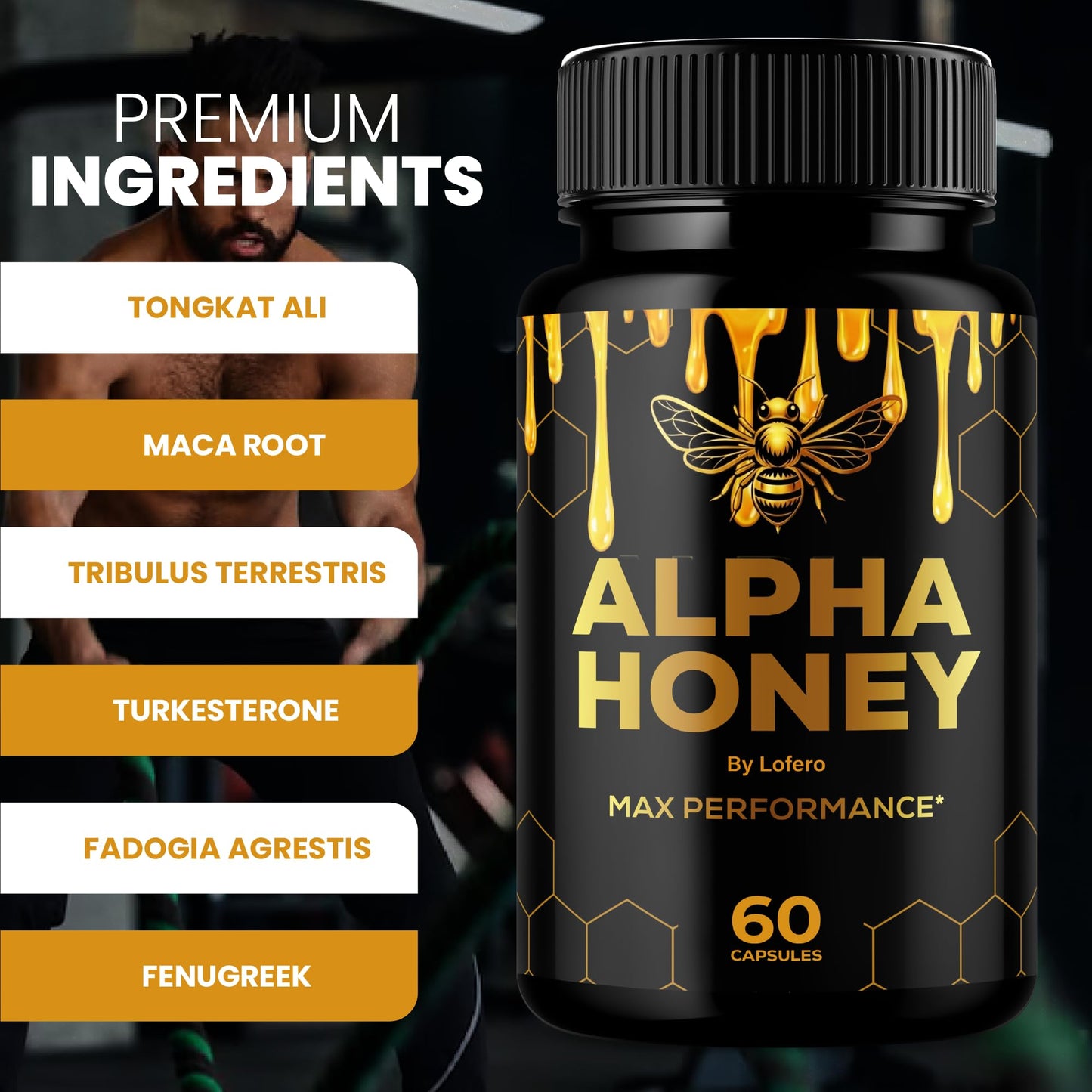Lofero Alpha Honey Capsules - Advanced Maximum Strength AlphaHoney Performance Supplement for Men, 180 Capsules