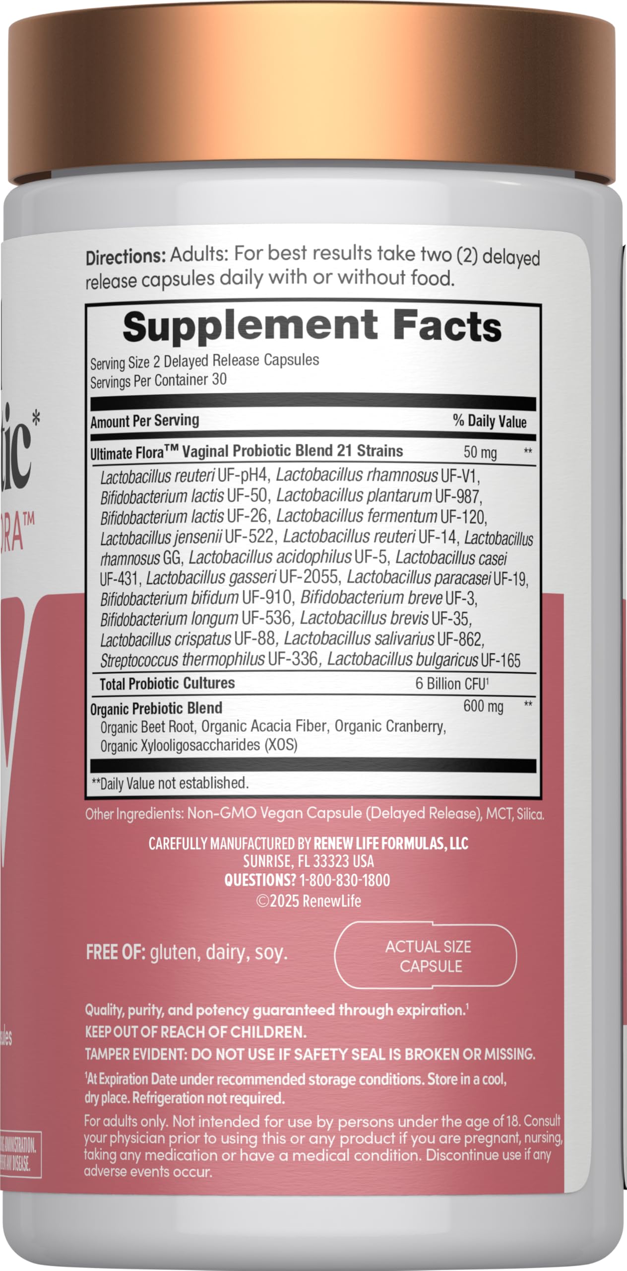 Renew Life Ultimate Flora Vaginal Probiotics for Women 6 Billion CFU Capsules, 60 Count